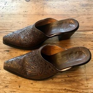 Old Gringo Tooled Leather Mules